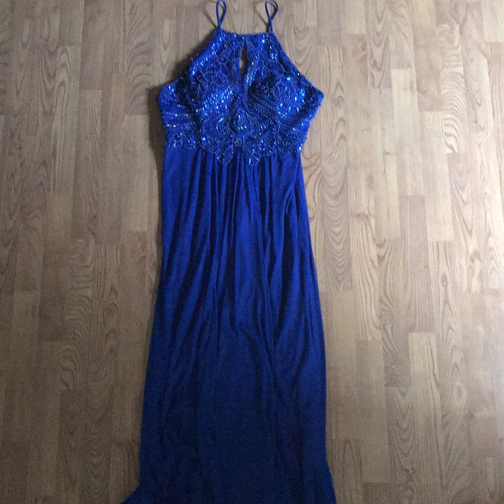 Blue Stoned Prom Dress